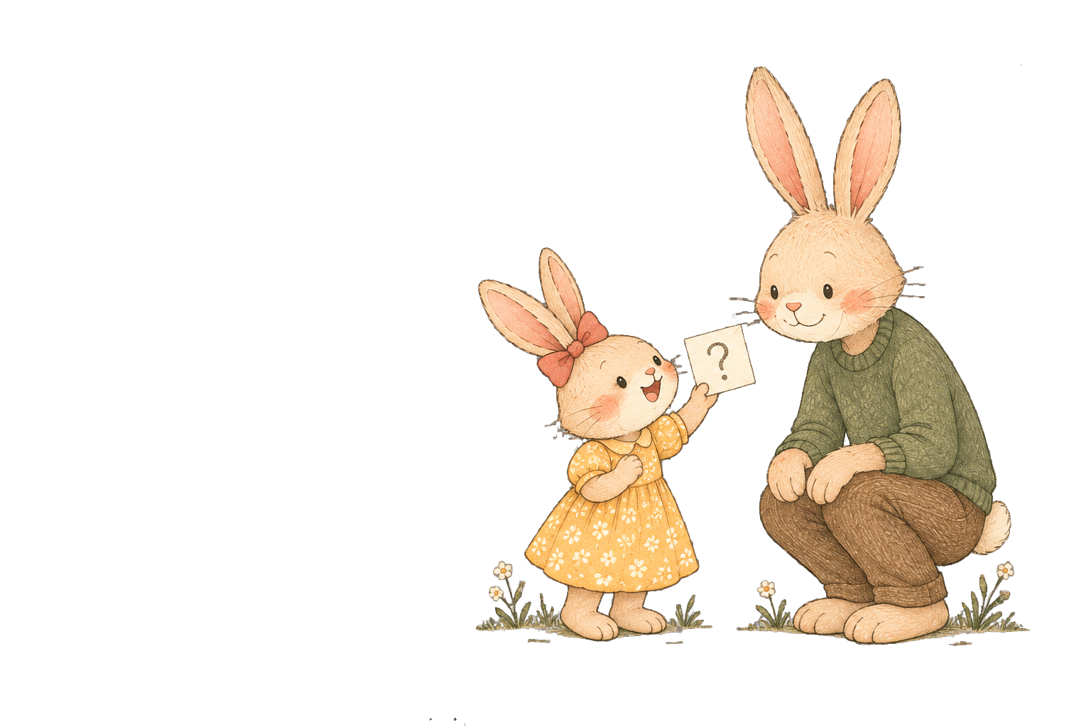 A Rabbit child confidently brings a question to an attentive parent