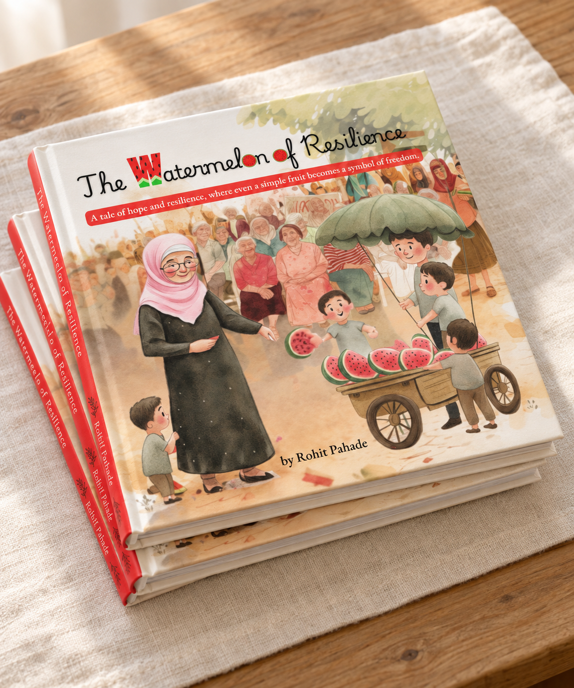 A stack of The Watermelon of Resilience hardcover books